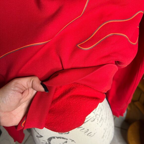 Lacoste Red Long Sleeve Outlined Big Croc Fleece Crewneck Sweater Men’s M - Picture 11 of 11